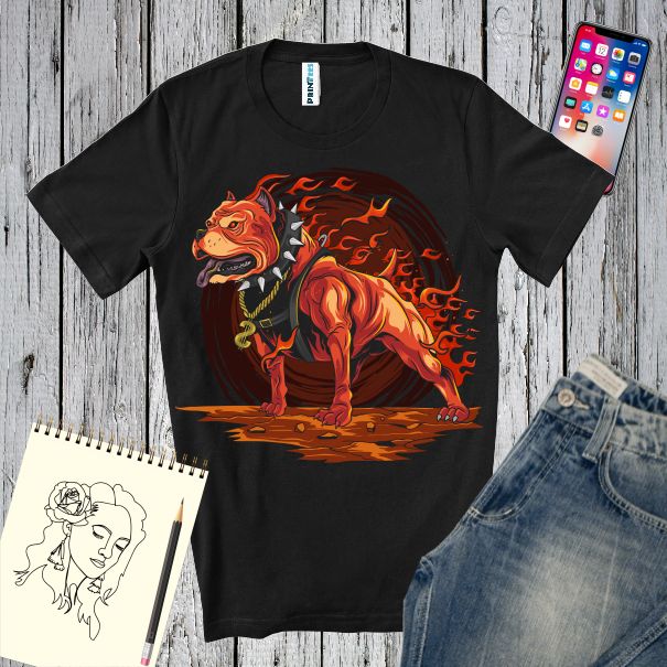 Tricou negru personalizat PITBULL FROM HELL