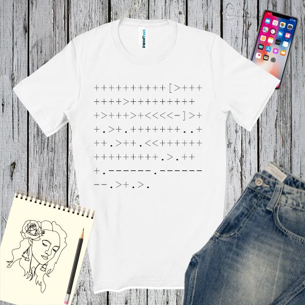 Tricou bărbat - Brainfuck ”HELLO WORLD!”