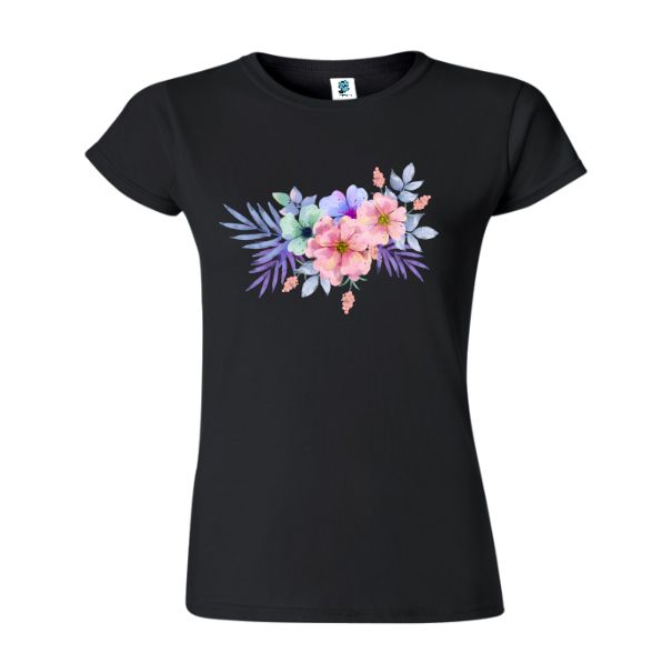 Tricou damă - Flori efect de acuarelă - imagine 3