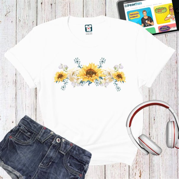 Tricou damă - Ghirlandă floarea soarelui