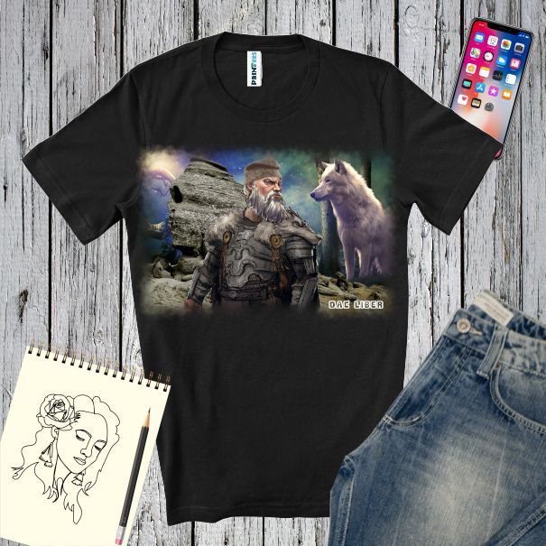 Tricou bărbat - Dac cu lup alb