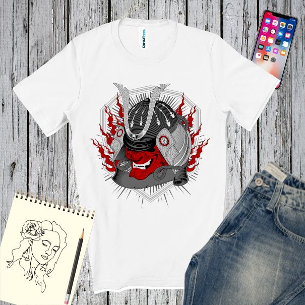 Tricou bărbat - Samurai cu flăcări