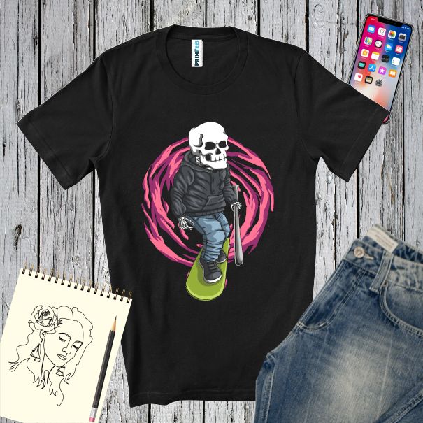 Tricou bărbat - Gangster schelet pe skateboard