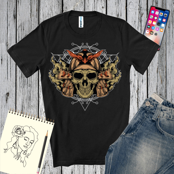Tricou bărbat - Craniu de samurai