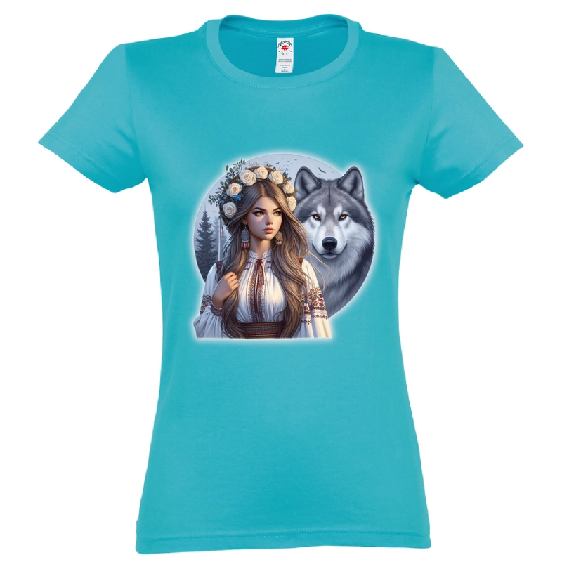 Tricou damă - Româncă și lup - imagine 4