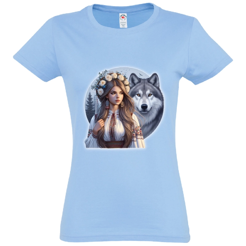 Tricou damă - Româncă și lup - imagine 3