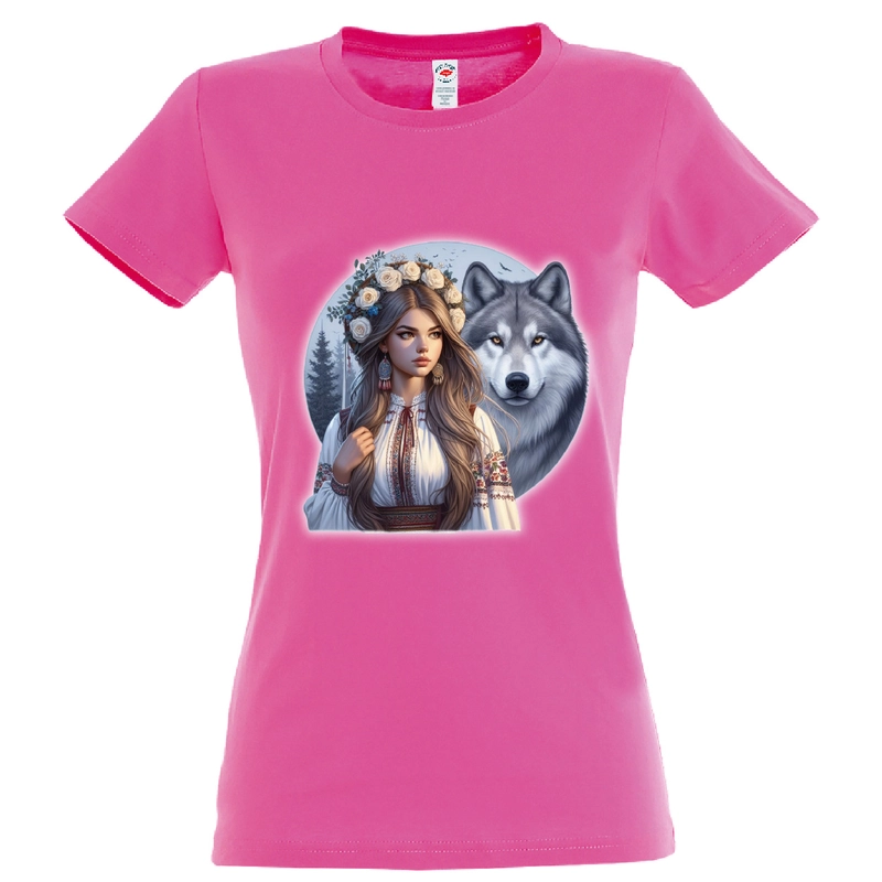 Tricou damă - Româncă și lup - imagine 8