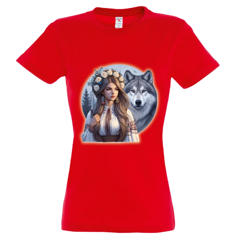 Tricou damă - Româncă și lup - imagine 7