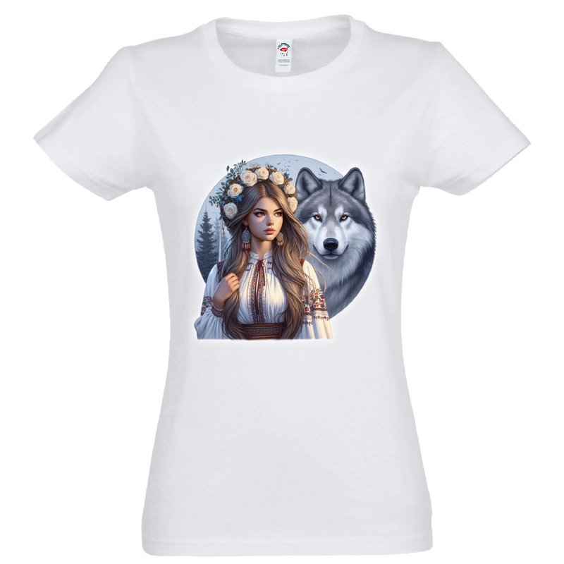 Tricou damă - Româncă și lup - imagine 2
