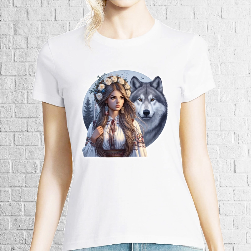 Tricou damă - Româncă și lup