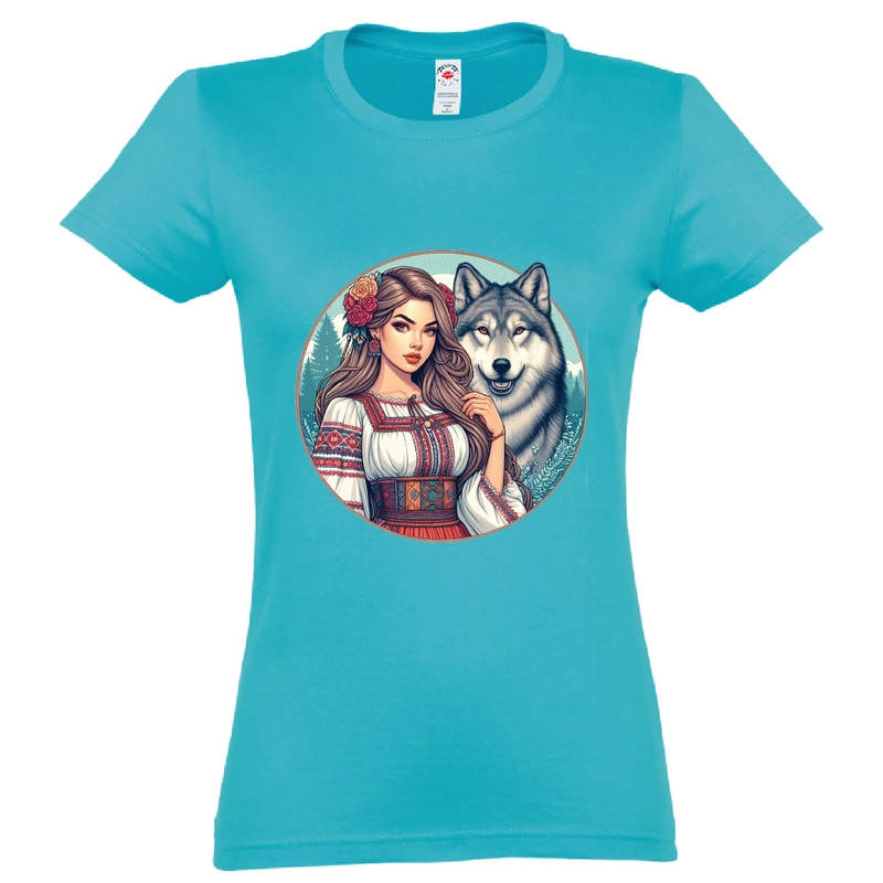 Tricou damă - Româncă cu lup - imagine 3
