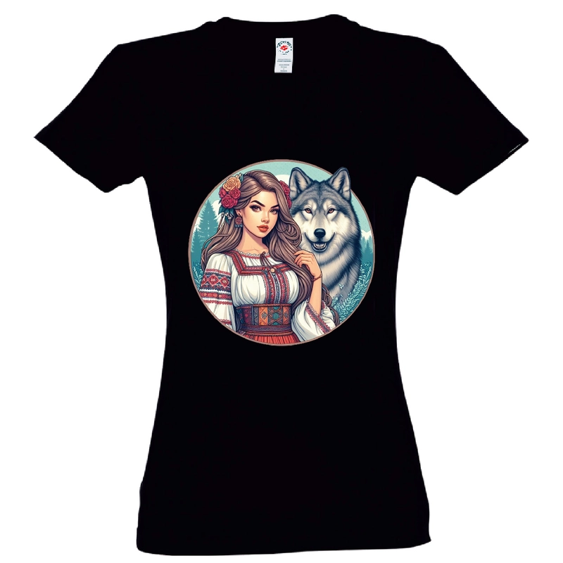 Tricou damă - Româncă cu lup - imagine 6