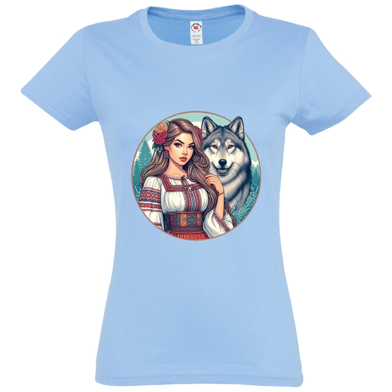 Tricou damă - Româncă cu lup - imagine 4