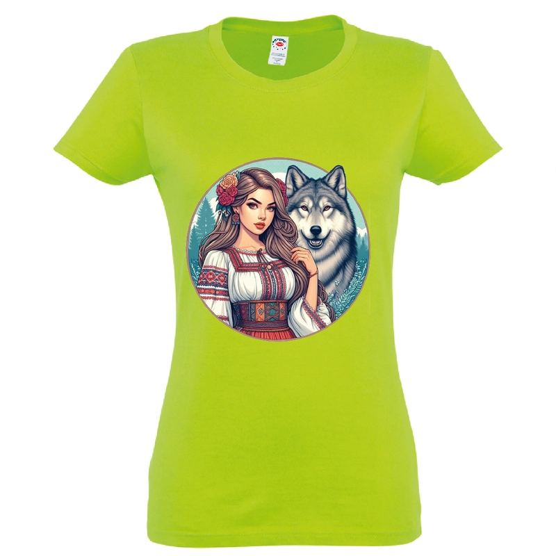 Tricou damă - Româncă cu lup - imagine 9