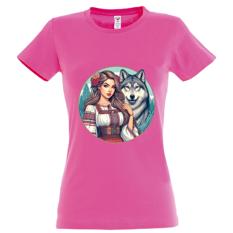 Tricou damă - Româncă cu lup - imagine 8