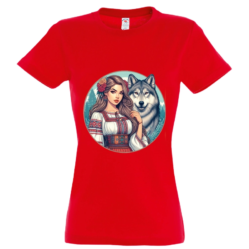Tricou damă - Româncă cu lup - imagine 7