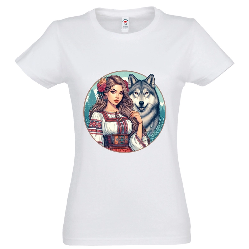 Tricou damă - Româncă cu lup - imagine 2
