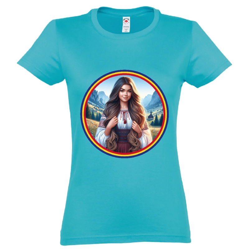 Tricou damă - Româncă de la munte cu tricolor - imagine 3