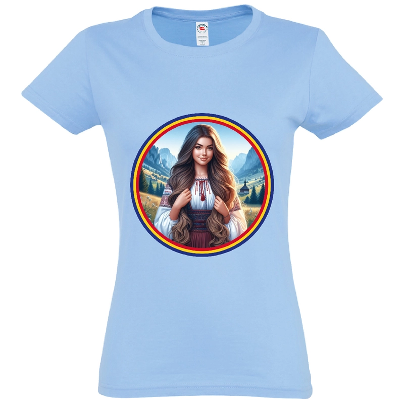 Tricou damă - Româncă de la munte cu tricolor - imagine 4