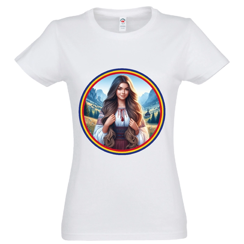 Tricou damă - Româncă de la munte cu tricolor - imagine 2