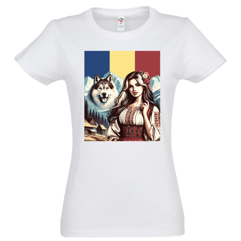 Tricou damă - Româncă de la munte cu lup - imagine 2