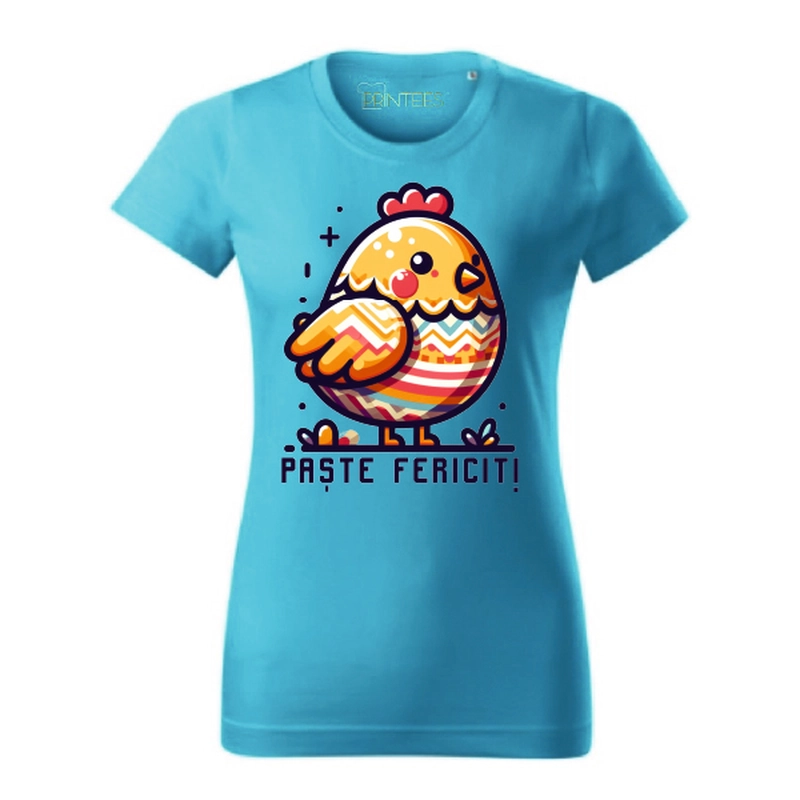 Tricou damă - Găinușă „Paște Fericit” - imagine 3