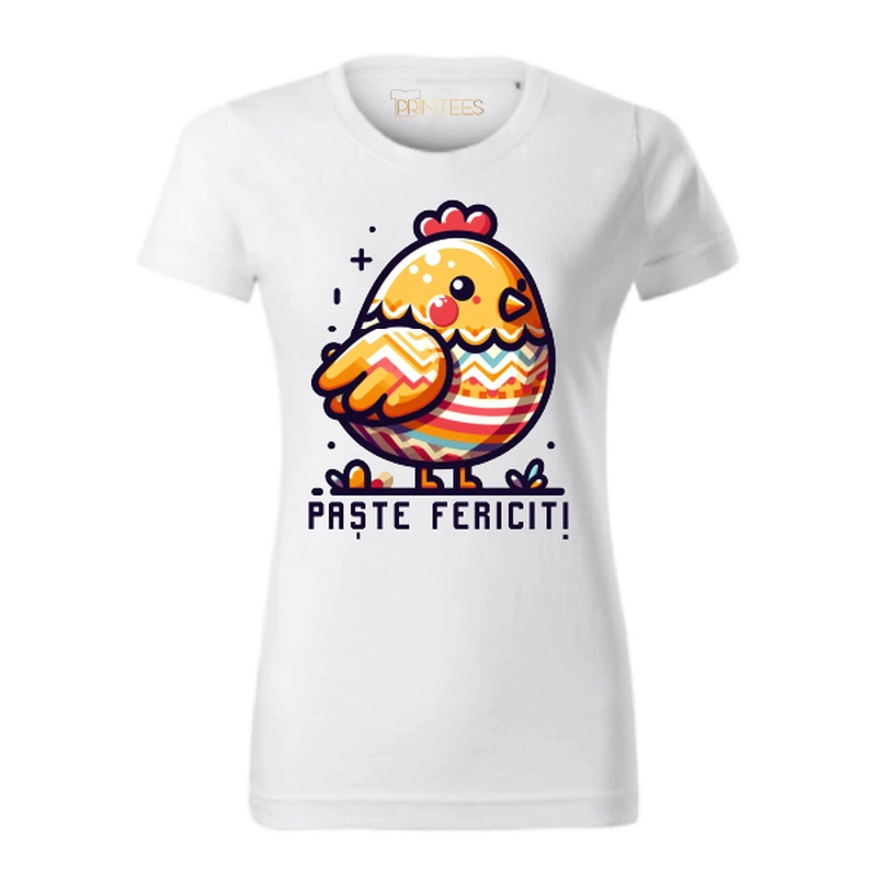 Tricou damă - Găinușă „Paște Fericit” - imagine 2