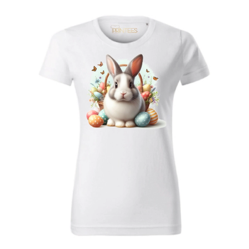 Tricou damă - Iepuraș de Paște cu fluturi - imagine 2
