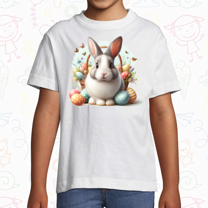Tricou copil - Iepuraș de Paște cu fluturi