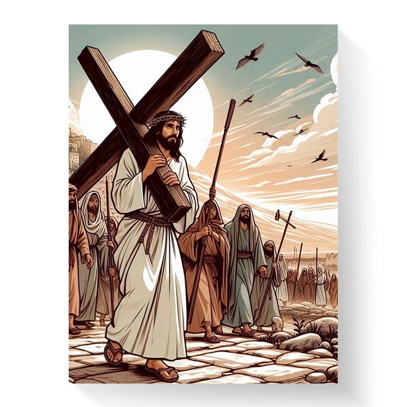 Tablou - Isus Hristos ducând crucea - Canvas pe șasiu - imagine 4