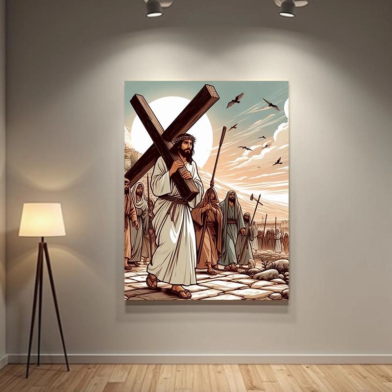 Tablou - Isus Hristos ducând crucea - Canvas pe șasiu - imagine 3