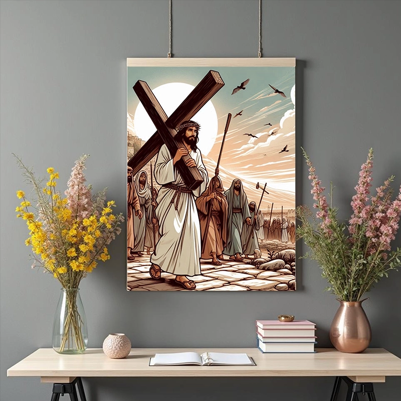 Tablou - Isus Hristos ducând crucea - Canvas pe șasiu - imagine 2