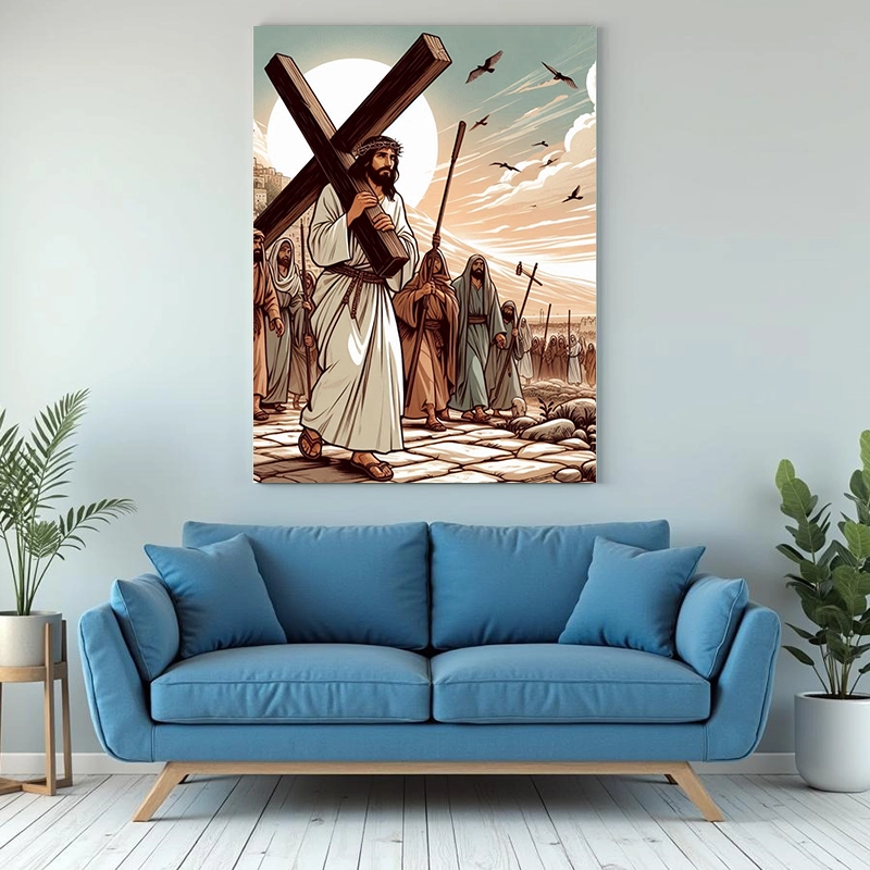Tablou - Isus Hristos ducând crucea - Canvas pe șasiu