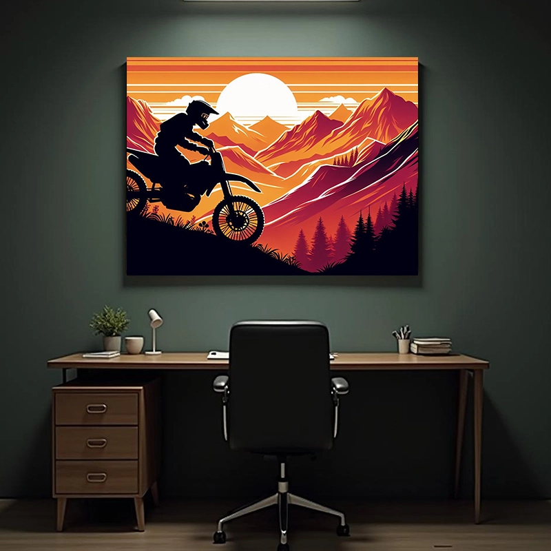 Tablou - Ilustrație Rider în apus - PVC - imagine 3
