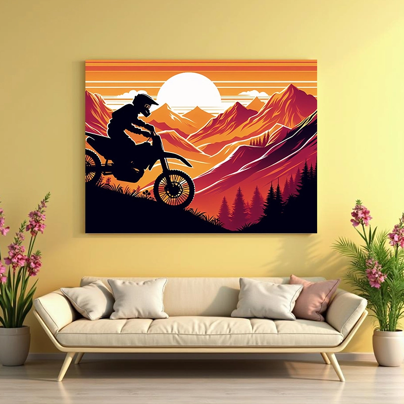 Tablou - Ilustrație Rider în apus - PVC - imagine 2