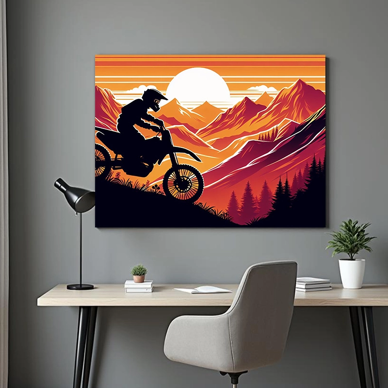 Tablou - Ilustrație Rider în apus - PVC