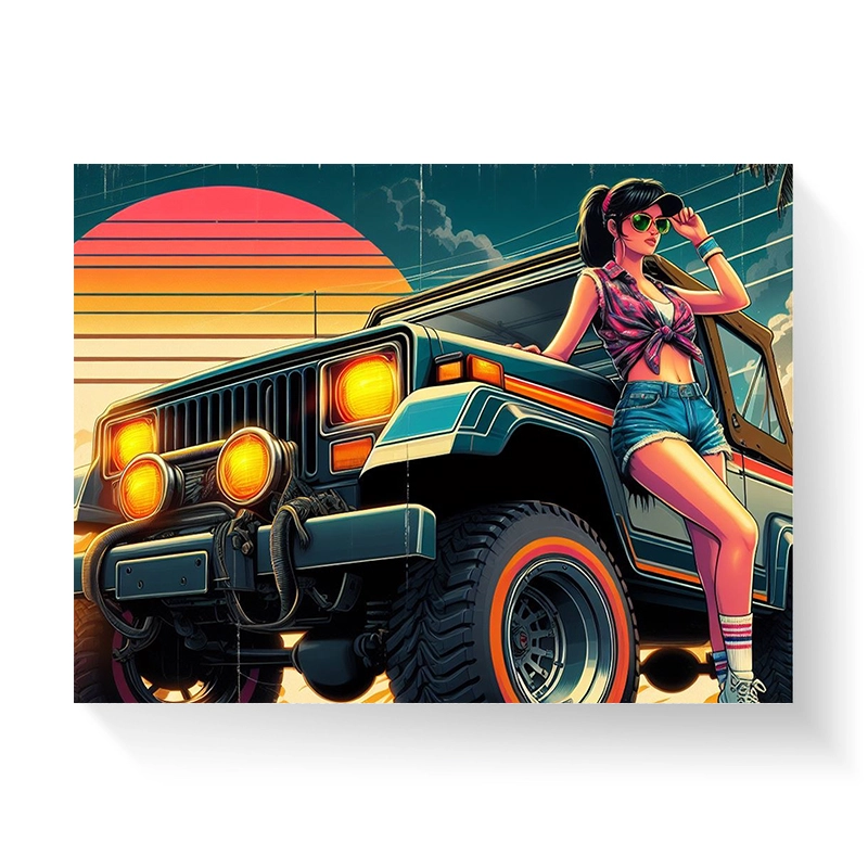 Tablou - Retro Off-road Girl - PVC - imagine 3