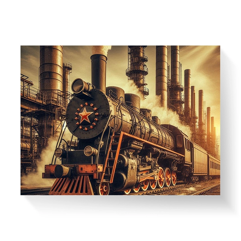 Tablou - Tren sovietic în zona industrială - PVC - imagine 2