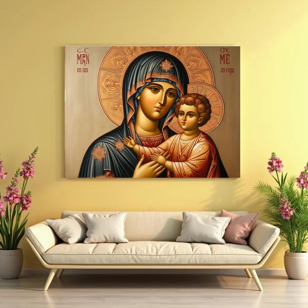 Icoana Maica și Fiul Sfânt - Canvas pe șasiu