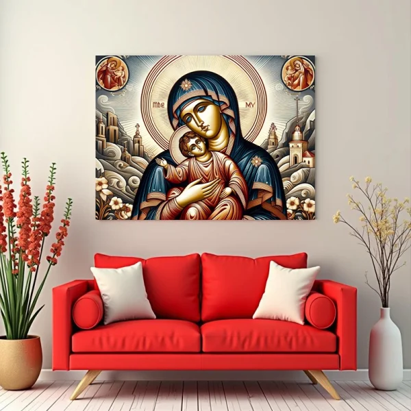 Icoana Maica cu Pruncul - Canvas pe șasiu