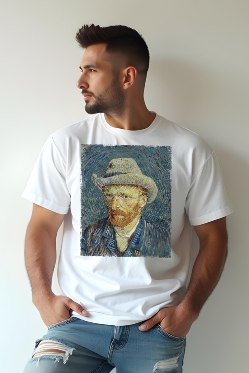Tricou Oversize - Vincent Van Gogh - Self Portrait With Hat - imagine 2
