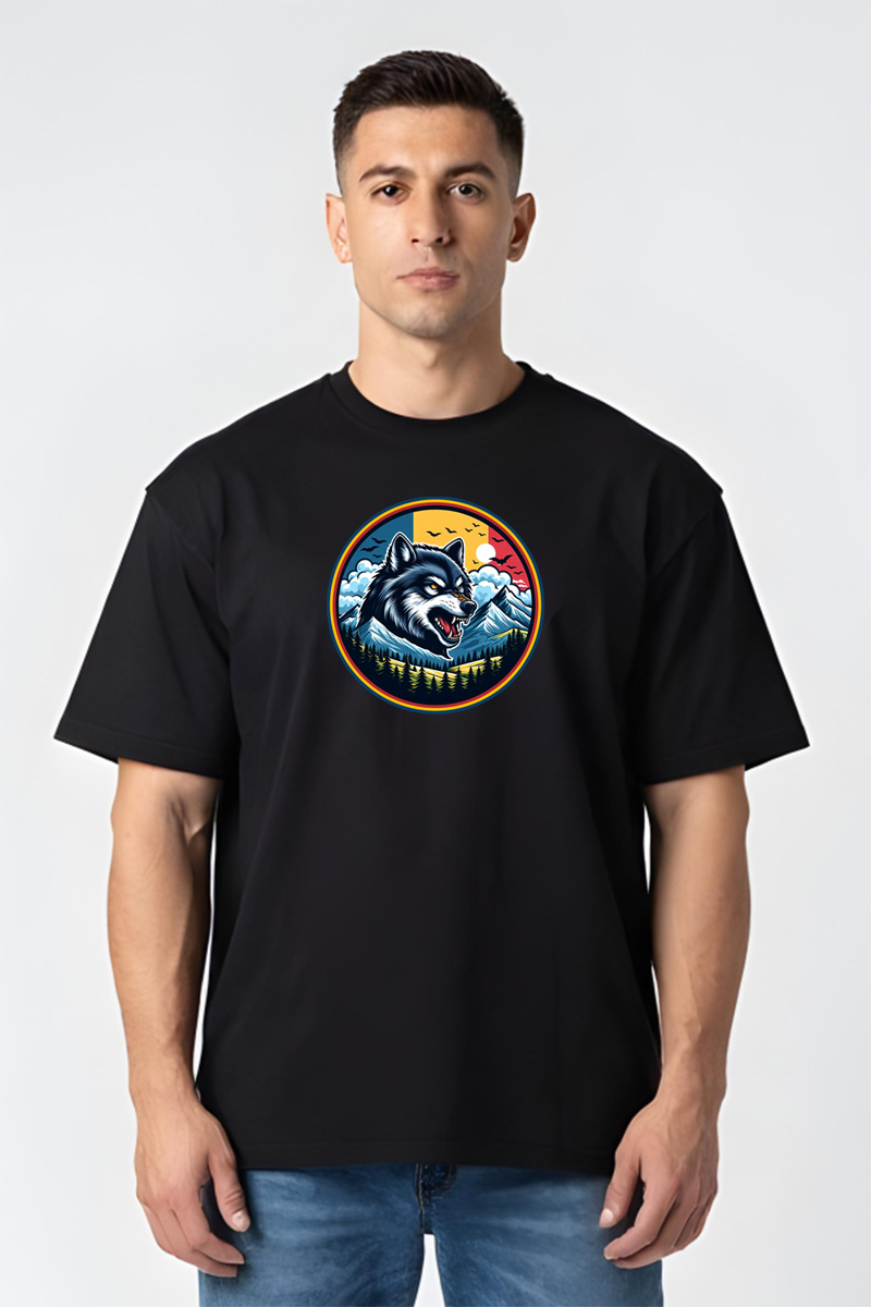Tricou Oversize - Lup Tricolor - imagine 5