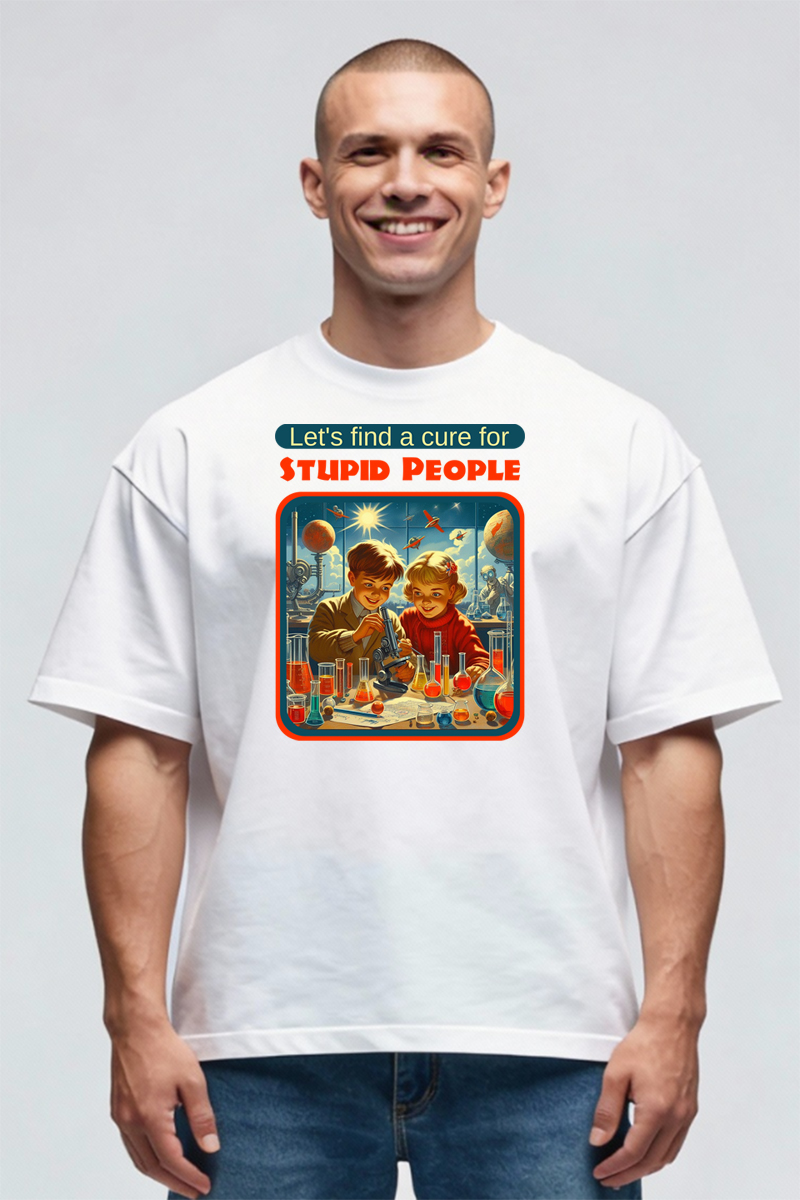 Tricou Oversize - Cure For Stupid - imagine 8