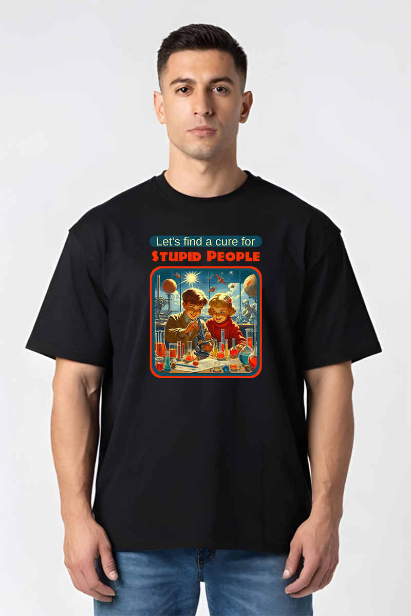 Tricou Oversize - Cure For Stupid - imagine 5