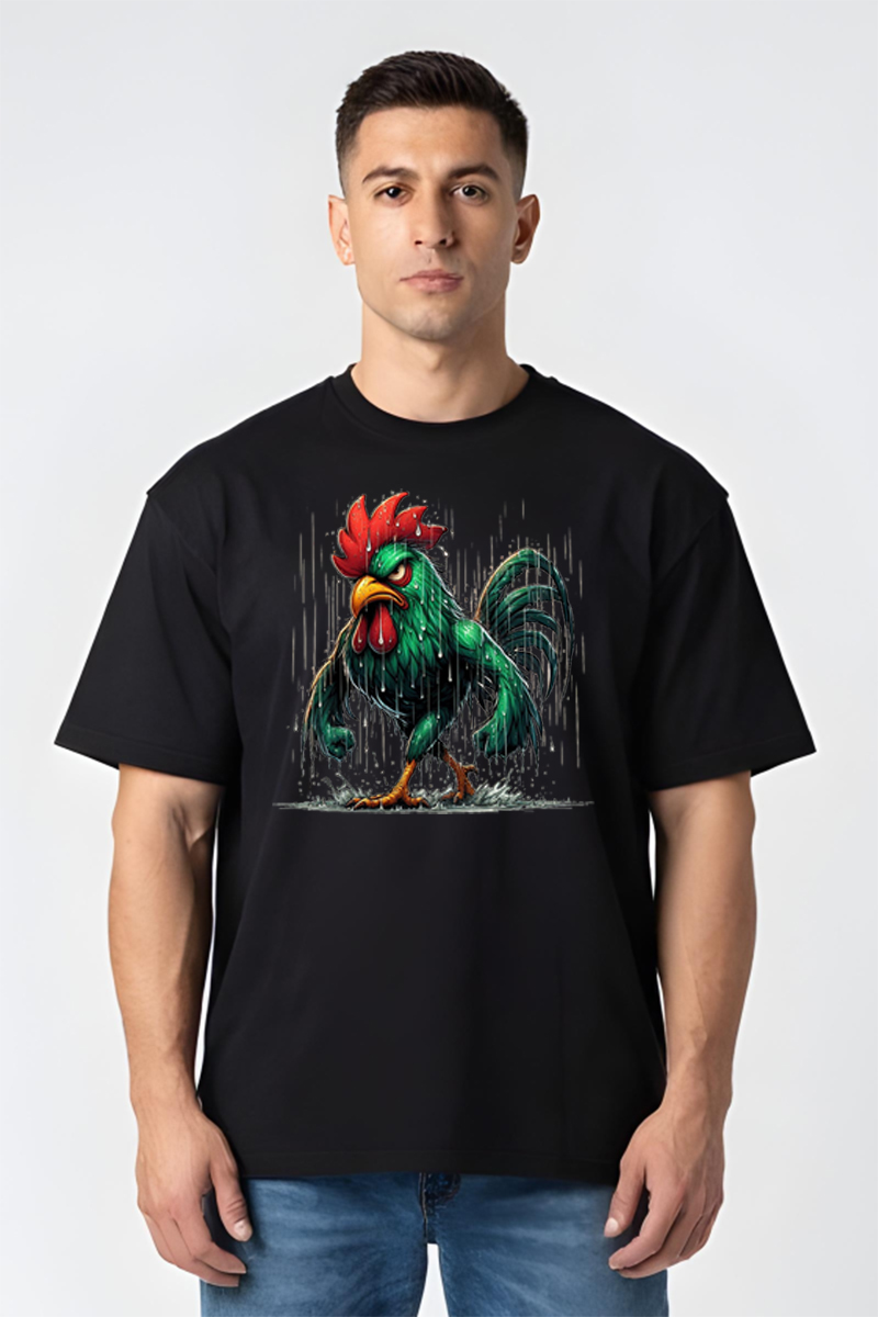 Tricou Oversize - Cocoș Plouat - imagine 8