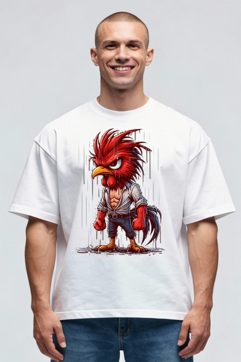 Tricou Oversize - Cocoș Plouat - imagine 4