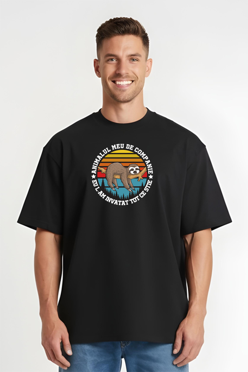 Tricou Oversize - Leneș ca animal de companie - imagine 6