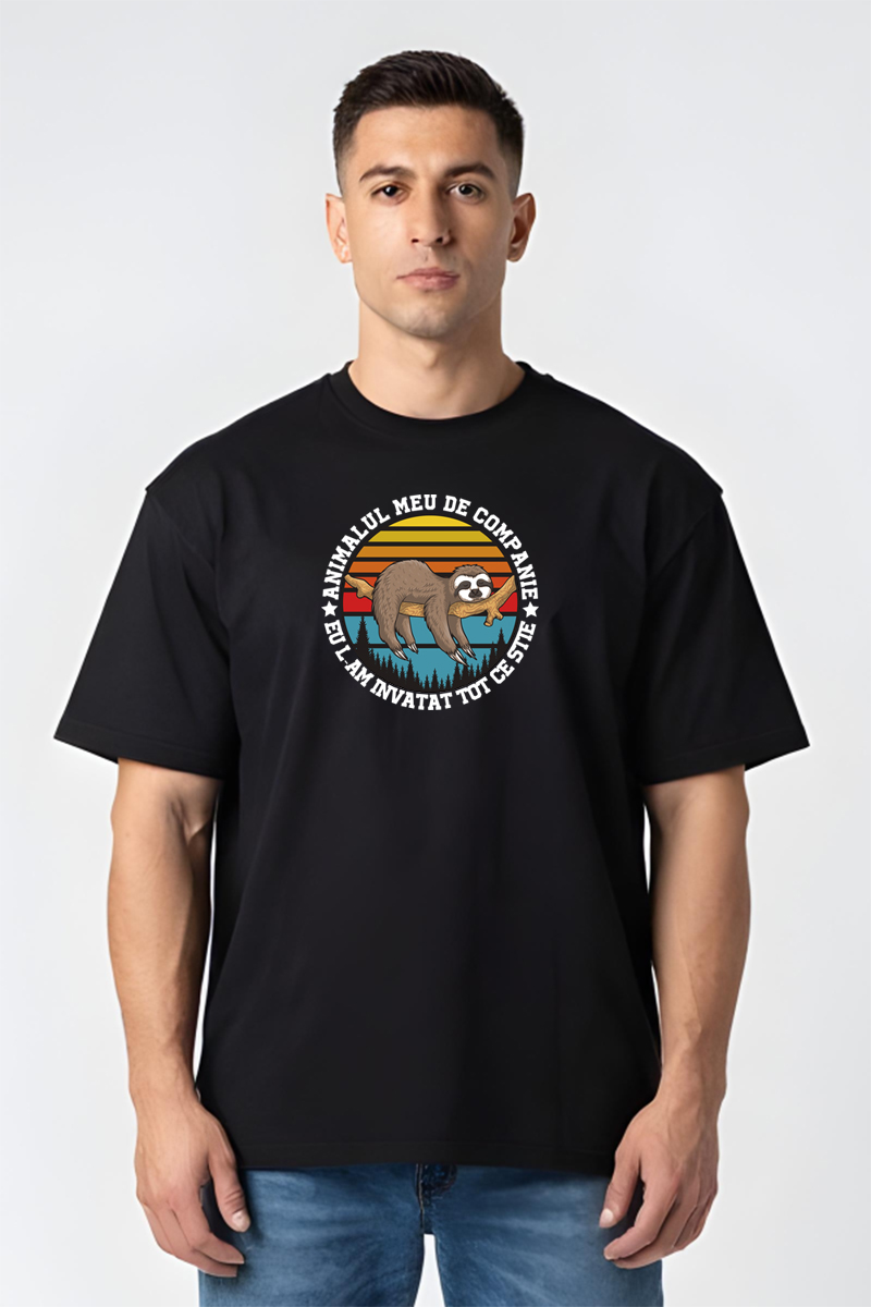 Tricou Oversize - Leneș ca animal de companie - imagine 4