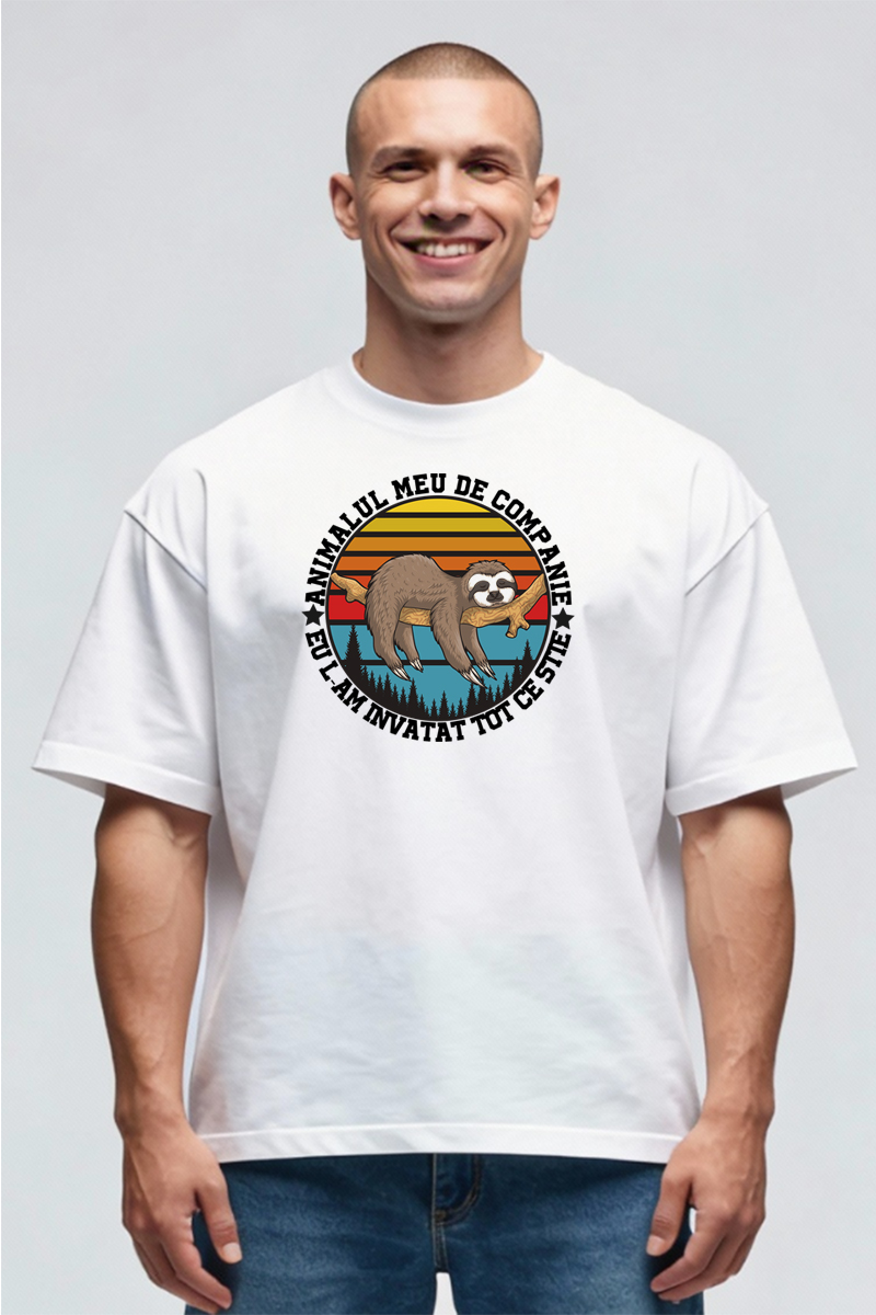 Tricou Oversize - Leneș ca animal de companie - imagine 3