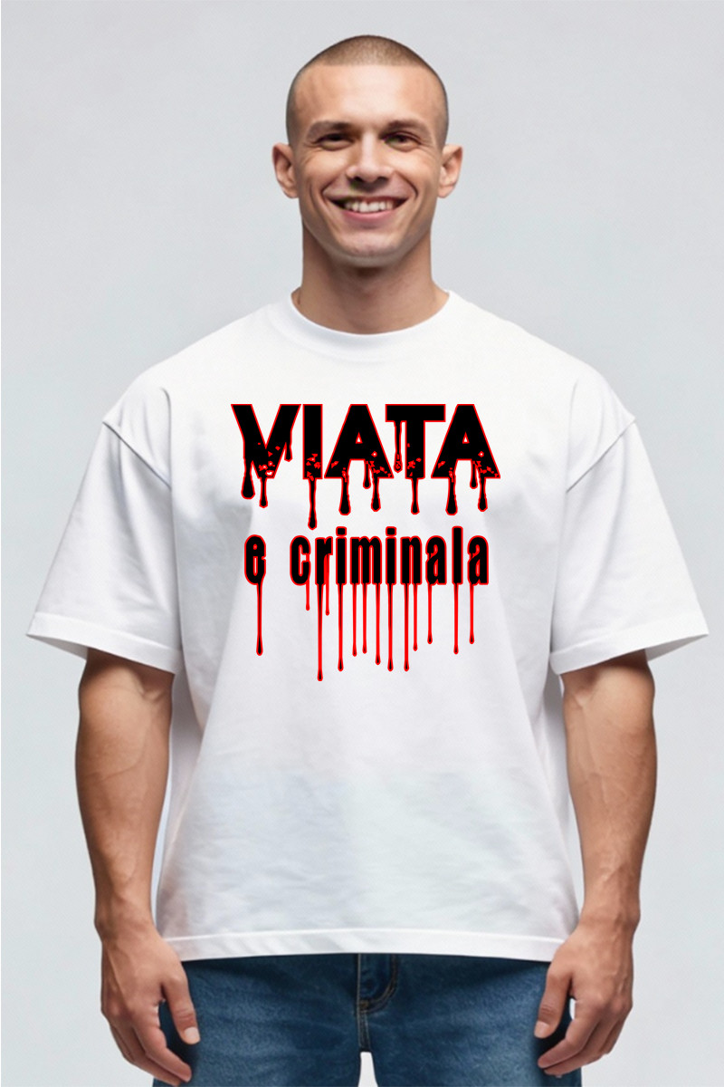 Tricou Oversize - Viața e criminală - imagine 3